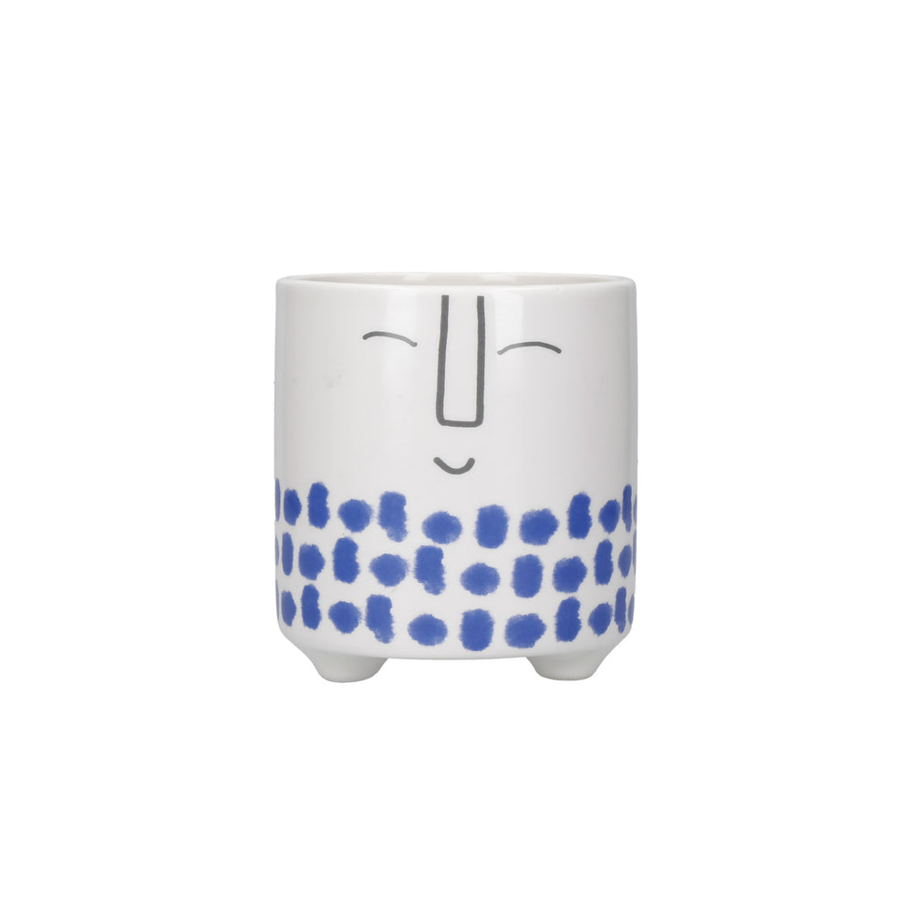 KitchenCraft Happy Face Planter, Dolomite, White / Blue image 1