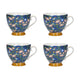 Set of 4 KitchenCraft China Dusk Floral 400ml Footed Mugs