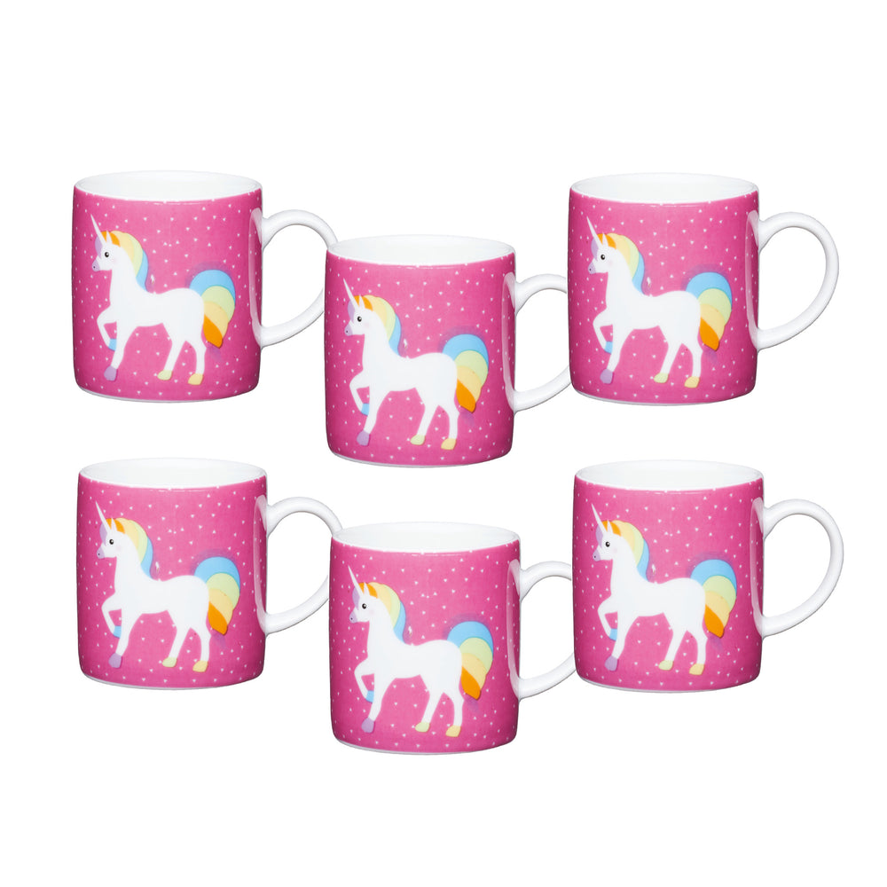 Set of 6 KitchenCraft 80ml Porcelain Unicorn Espresso Cups image 1
